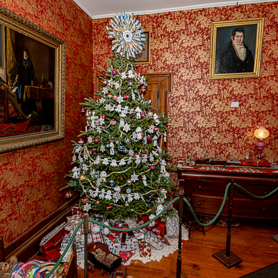 Upstairs Bedroom decorated for Trees of Christmas 2022