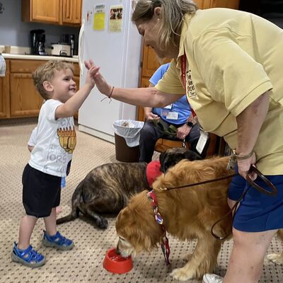 Our Paws Therapy Friends taught us a lot! Ask before you approach a dog, greet slowly, & more!