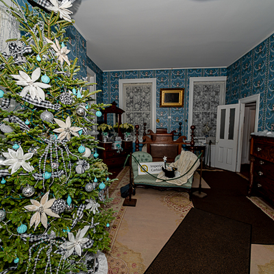 Upstairs Bedroom decorated for Trees of Christmas 2022