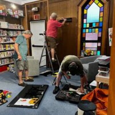 New tv going up in the kids room thanks to our amazing board members!