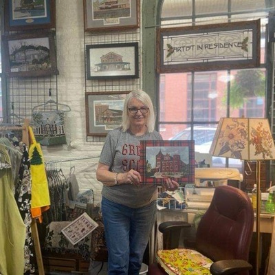 Nancy in her shop