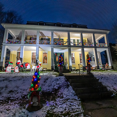 Outside decorated for Trees of Christmas 2022