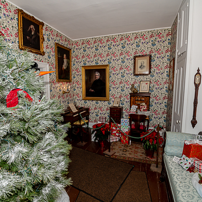 Upstairs Bedroom decorated for Trees of Christmas 2022