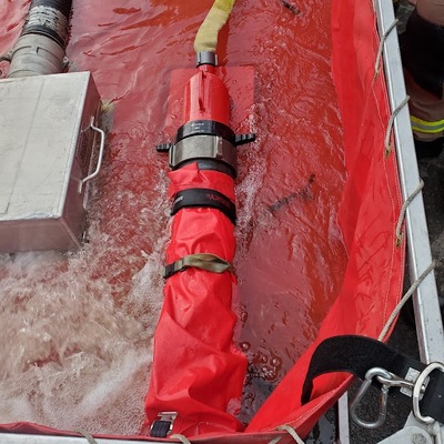 Low-flow strainer in use in training with mutual aid